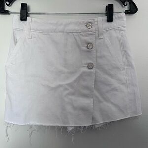 Francesca's White Three-Button Denim Skort